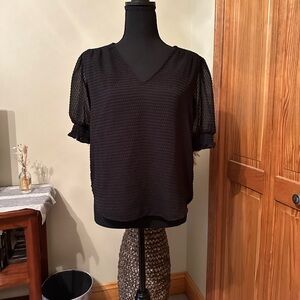 White House Black Market Elegant Black V-Neck Women's Top